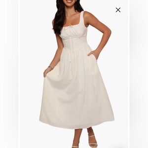 White Corset Midi Dress